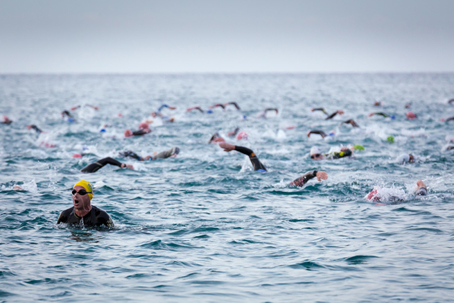 Triathletes at Ironman triathlon competition at Calella